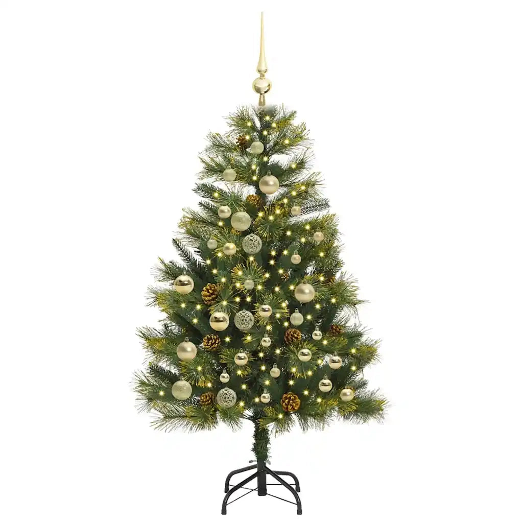 Albero di Natale artificiale pieghevole con coni Verde 120 cm 3395075