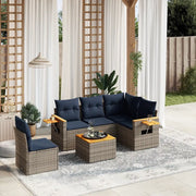 Set Divani da Giardino 6 pz con Cuscini Grigio in Polyrattan