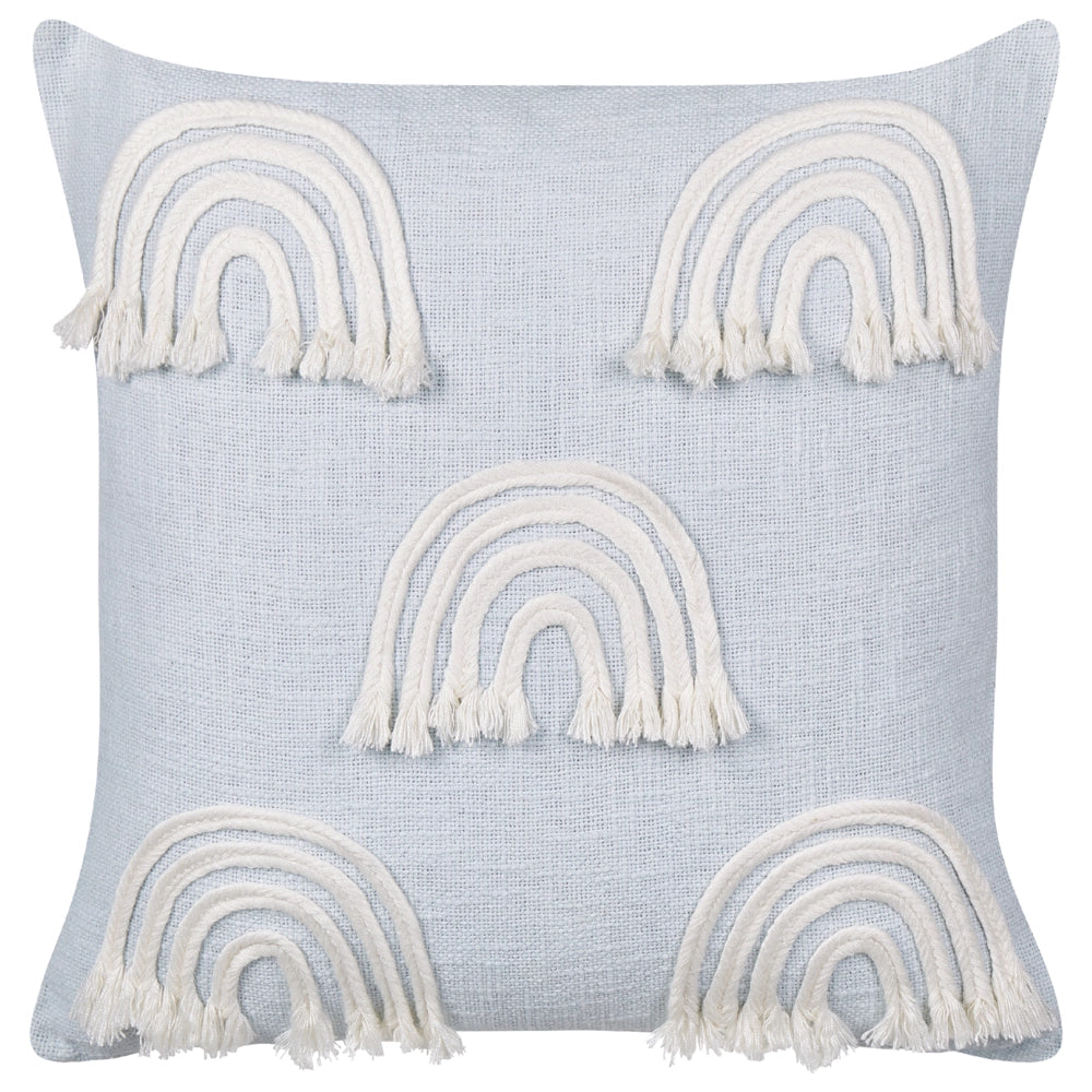 Set di 2 cuscini in cotone ricamato con motivo arcobaleno azzurro 45 x 45 cm camera da letto cameretta