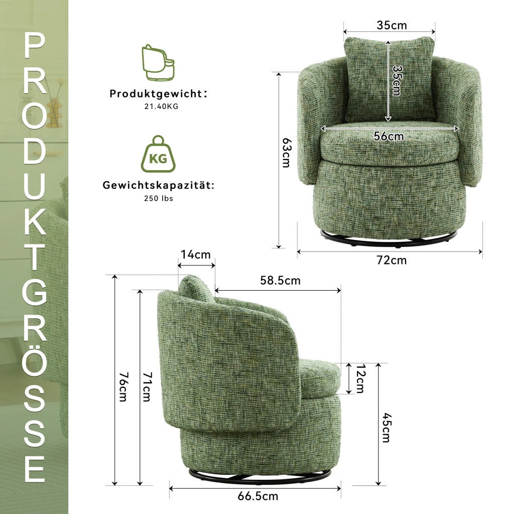 Poltrona Girevole con Vano Contenitore e Cuscino ¨C MINIMAL ¨C Verde, Moderna