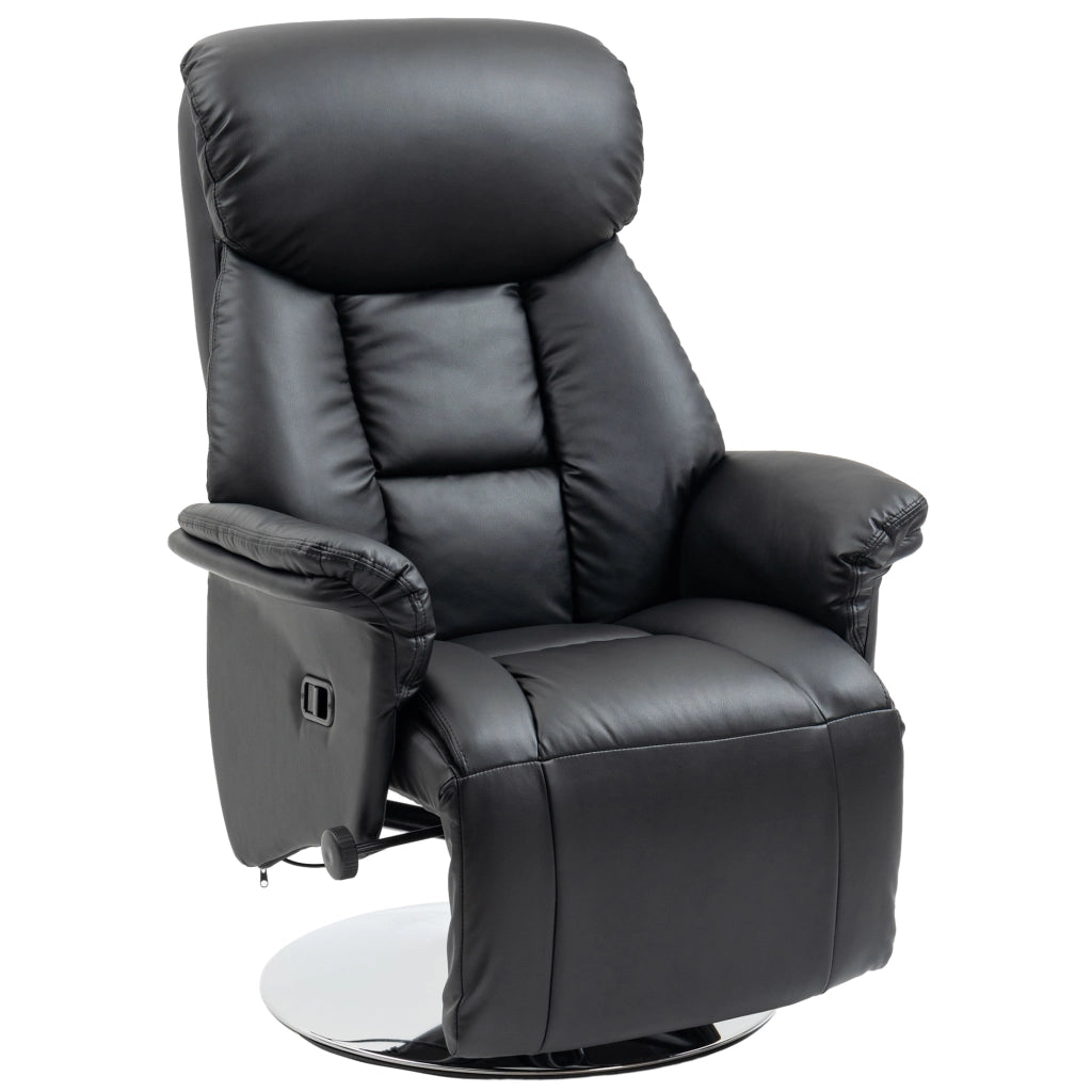 POLTRONA RELAX Girevole 360° 78x80x109 cm Pelle rigenerata Nera