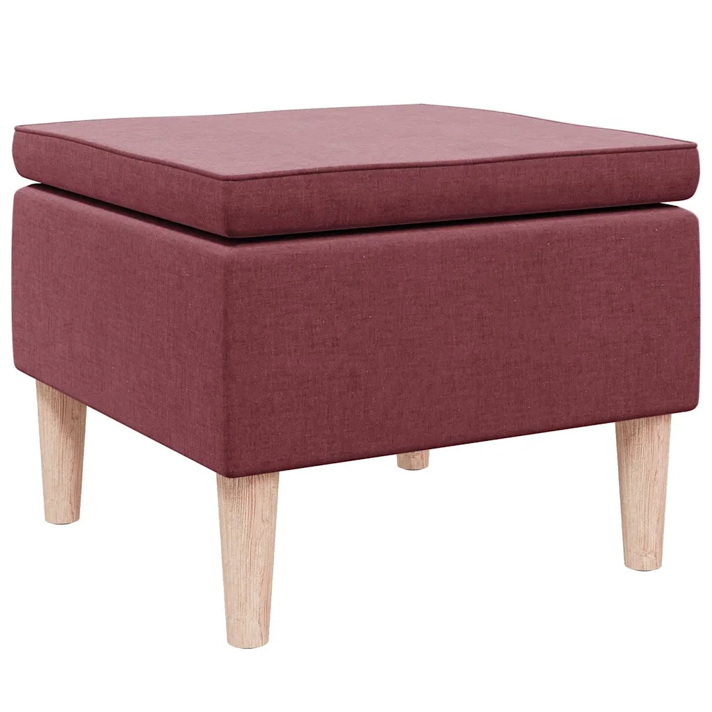 Poggiapiedi con Gambe in Legno Rosso Vino in Tessuto cod mxl 46505