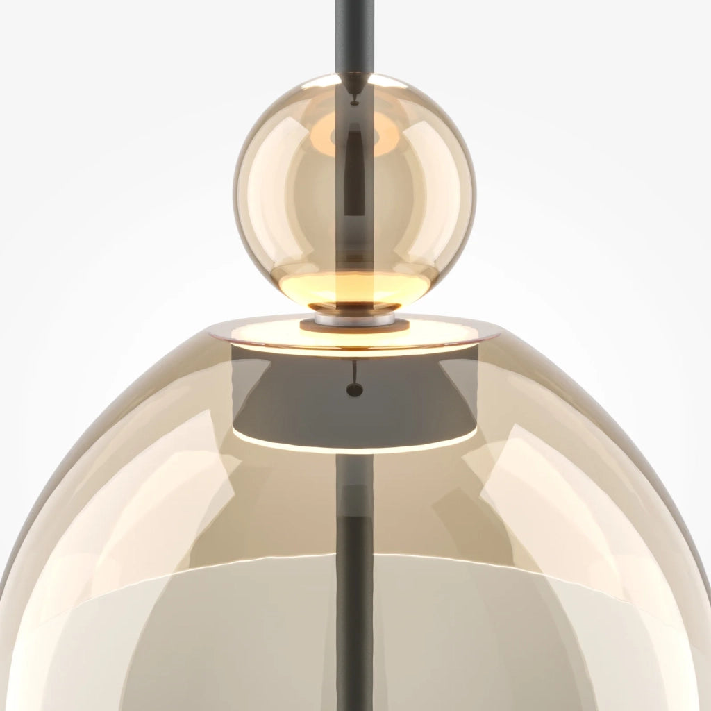 Maytoni Sospensione Moderna Bangkok 1 luce LED integrato nero metallo vetro cognac