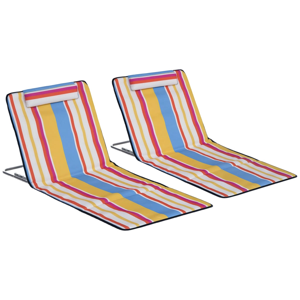 Set 2 sedie da spiaggia regolabili pieghevoli ¨C zephmum ¨C 124x53x37-50 cm multicolore