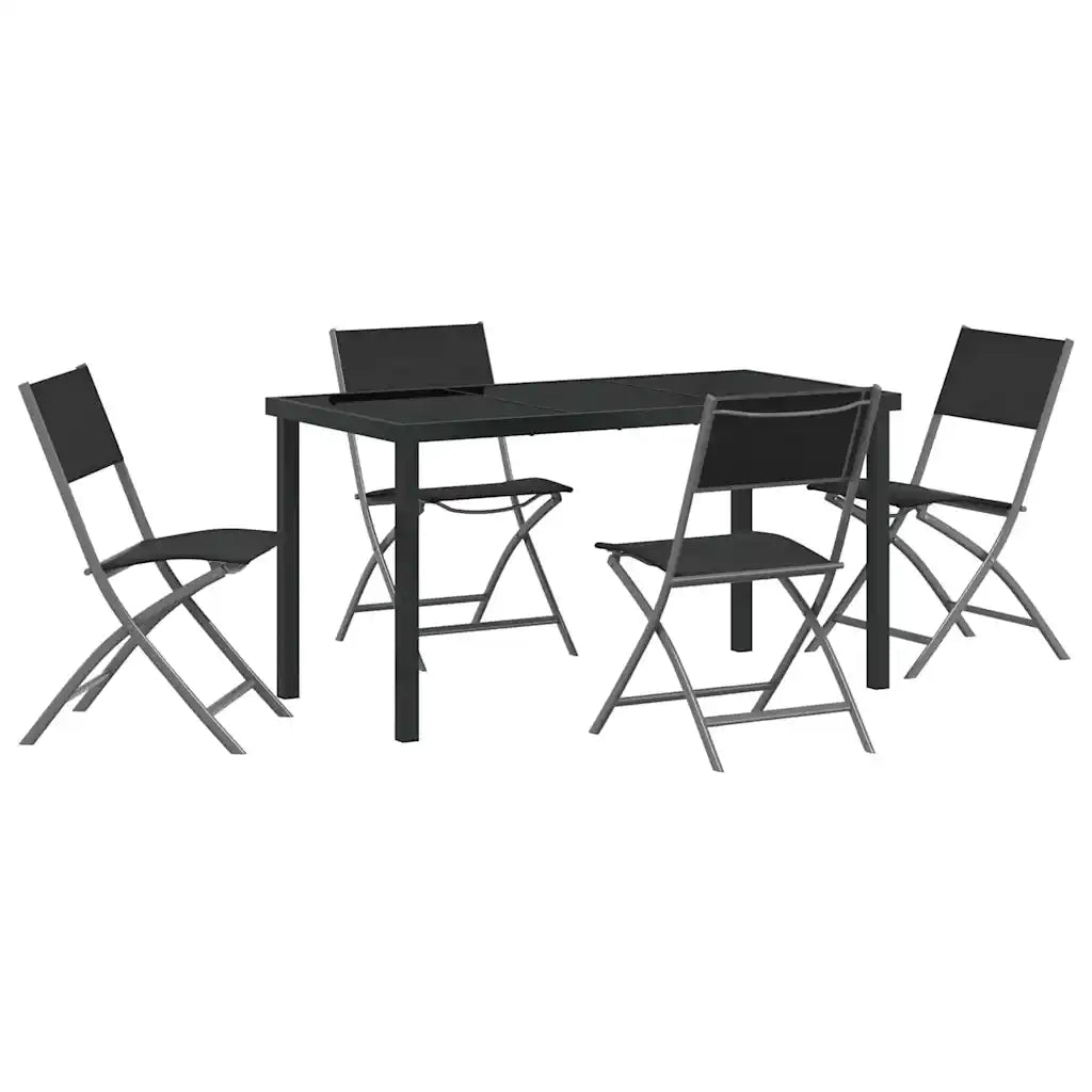 Set da Pranzo per Giardino 5 pcs Nero 3379375