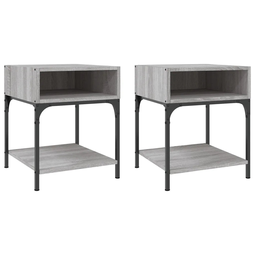 Set di 2 Comodini | Armadio da Notte | Mobiletto da notte Grigio Sonoma 40x41x50 cm in Legno Multistrato