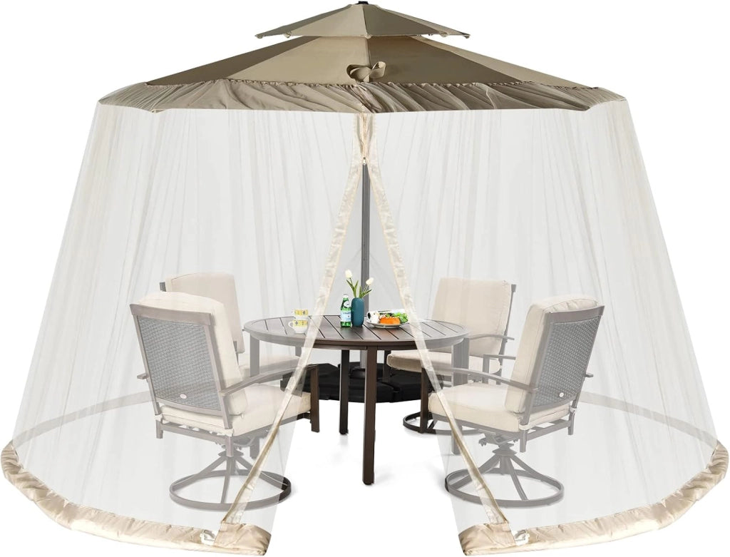 Zanzariera per Ombrellone da Esterno, Zanzariera Regolabile da Patio con 2 Porte a Doppia Cerniera, Rete per Copertura Ombrellone, 12,5 x 2,3 m