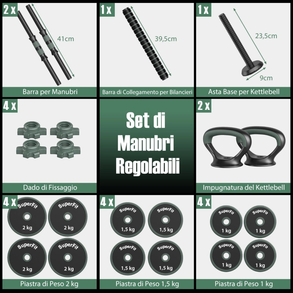 Attrezzi da palestra domestica 4 in 1 include bilanciere per donne e uomini-Set di manubri regolabili per flessioni con connettore Verde