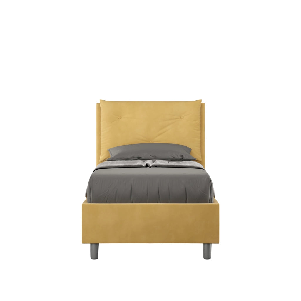 BS COM Letto singolo contenitore imbottito 90x210 microfibra ocra