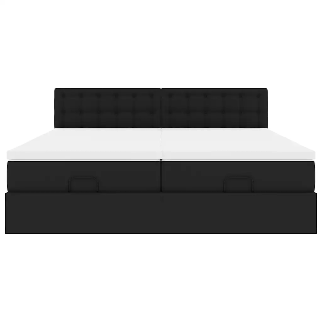 Pouf Letto con Materassi e LED Nero 160x200cm Similpelle 3312800