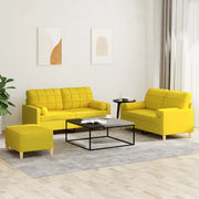 Set di Divani 3 pz con Cuscini Giallo Chiaro in Tessuto 3201303