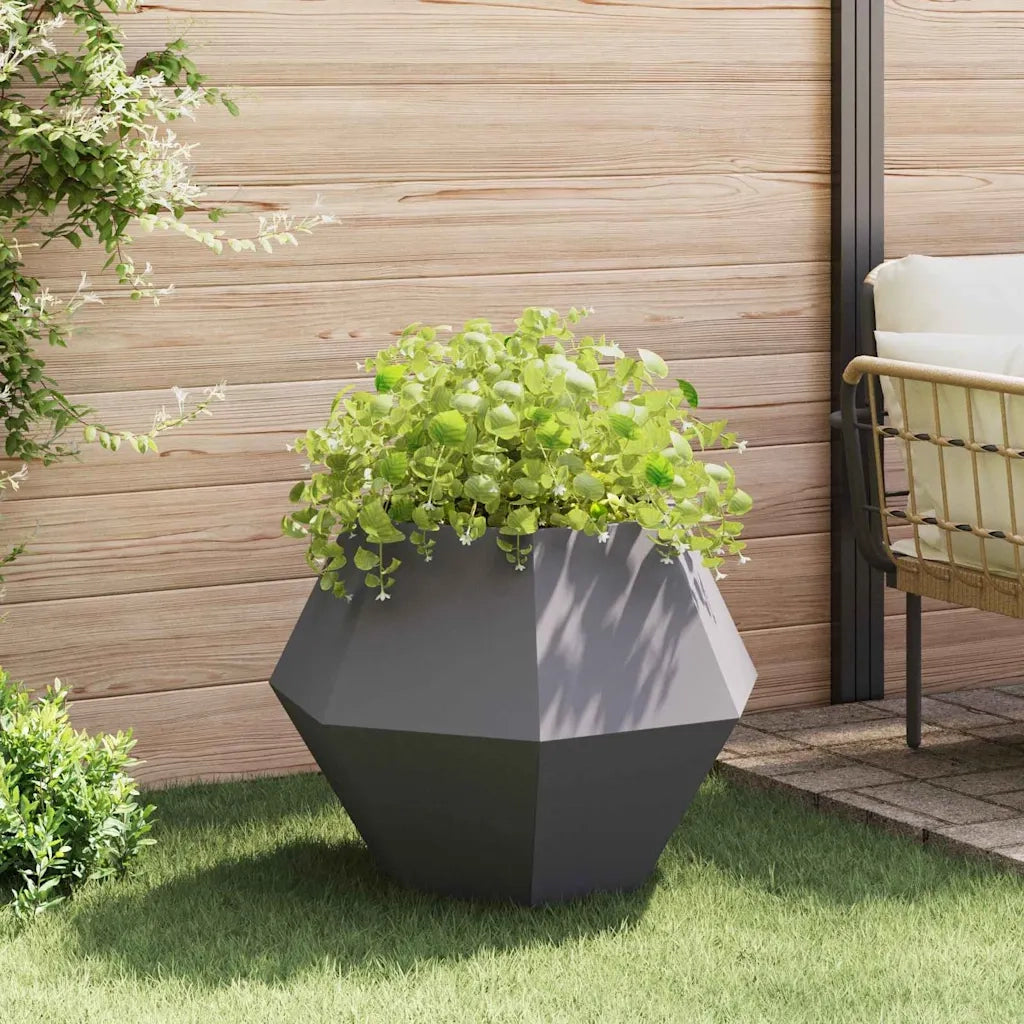 2 pz Fioriera | Cassetta per fiori | Vaso Nero 75 x 75 x 60 cm Acciaio