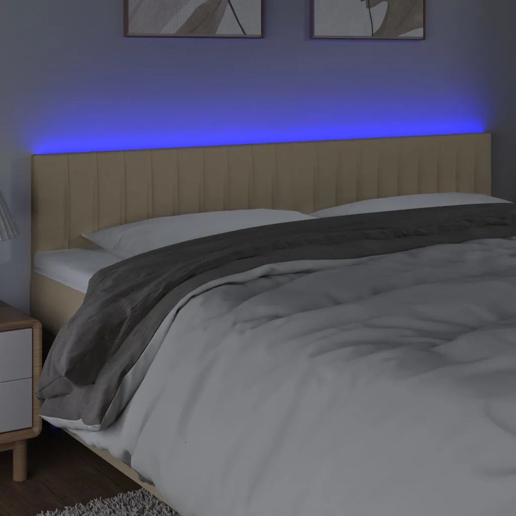 Testiera a LED-Testata con LED Crema 180x5x78/88 cm in Tessuto 287437
