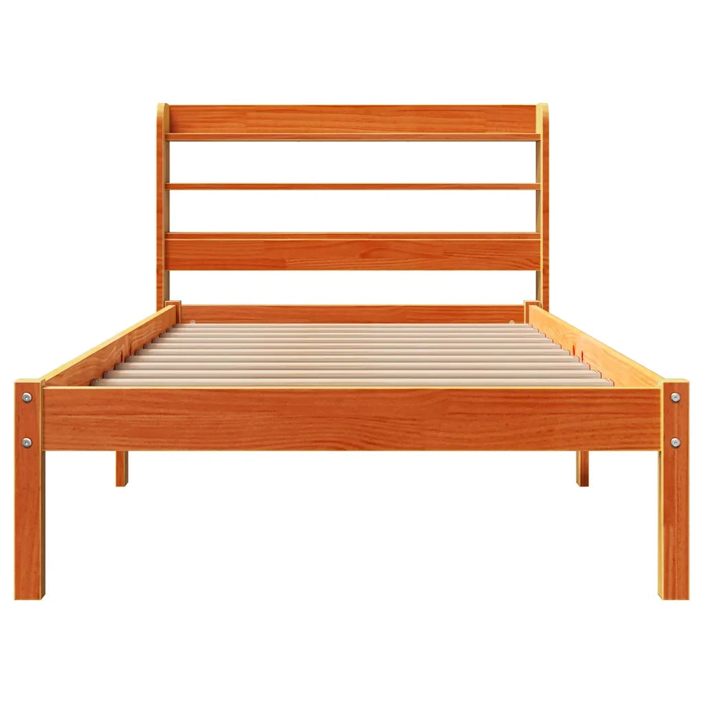 vidaXL Giroletto con Testiera Marrone Cera 100x200 cm Massello Pino