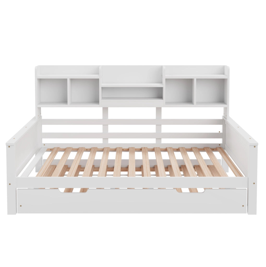 Letto multifunzione in legno con letto estraibile e vani contenitivi