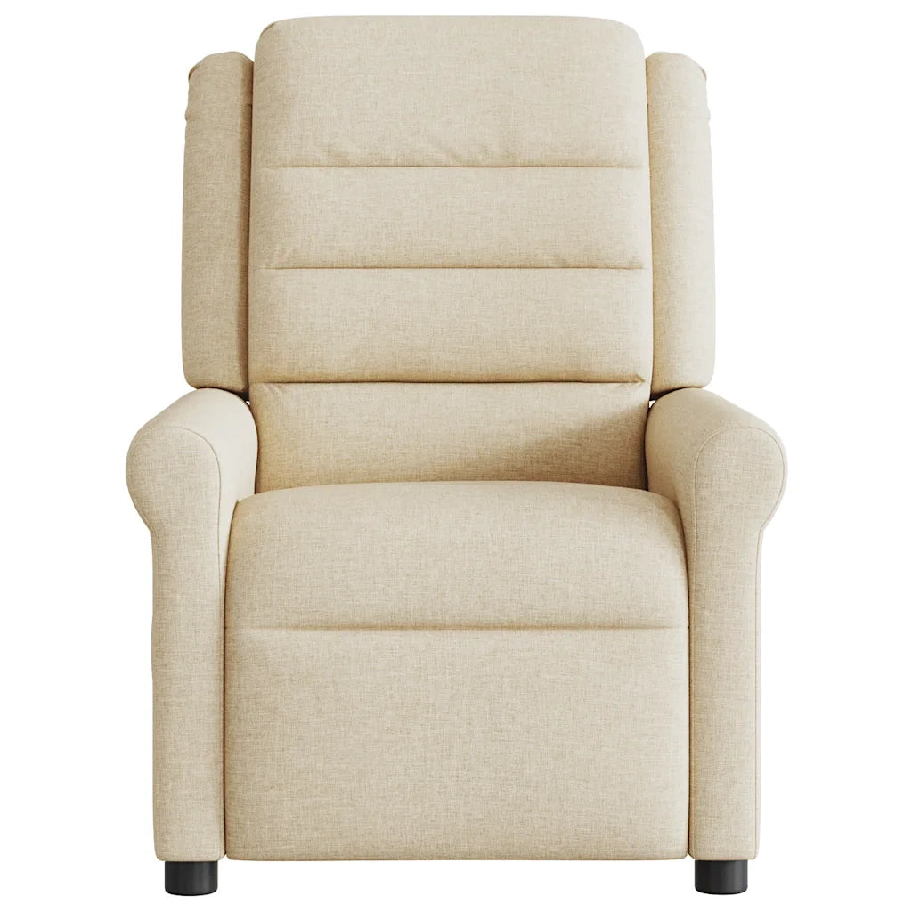 Poltrona Massaggiante | Sedia Relax Reclinabile Crema in Tessuto