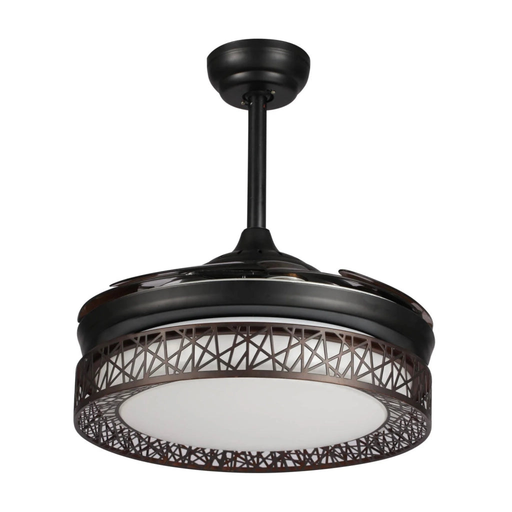LÚZETE - VENTILATORE DA SOFFITTO CON LUCE LED 32W 4 PALE PLEGABILI FORREST MARRONE