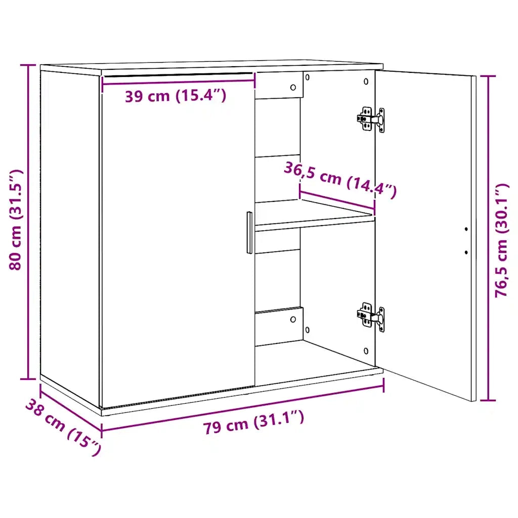 Credenze 2 pz Grigio Cemento 79x38x80 cm in Legno Multistrato 3276605