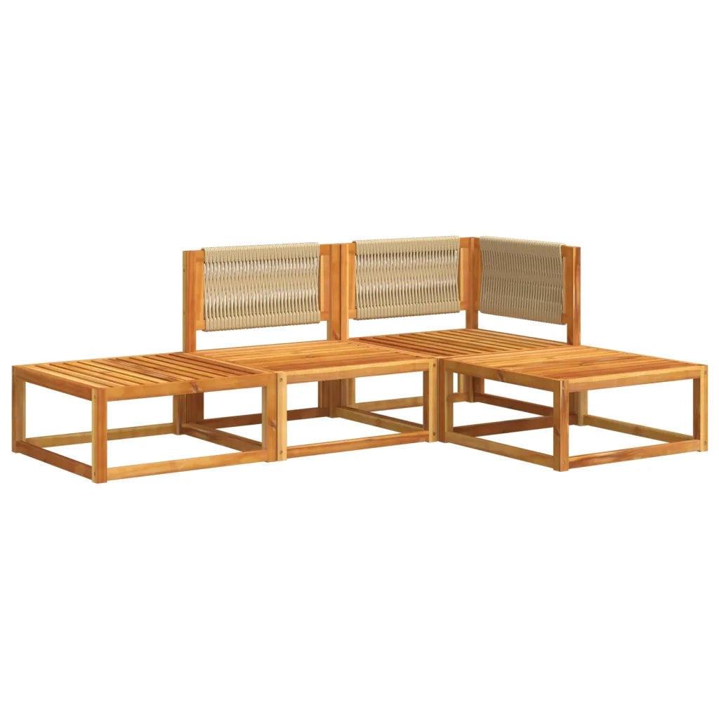 Set di divani da giardino 4 pezzi con cuscini in legno di acacia e corda 3278847