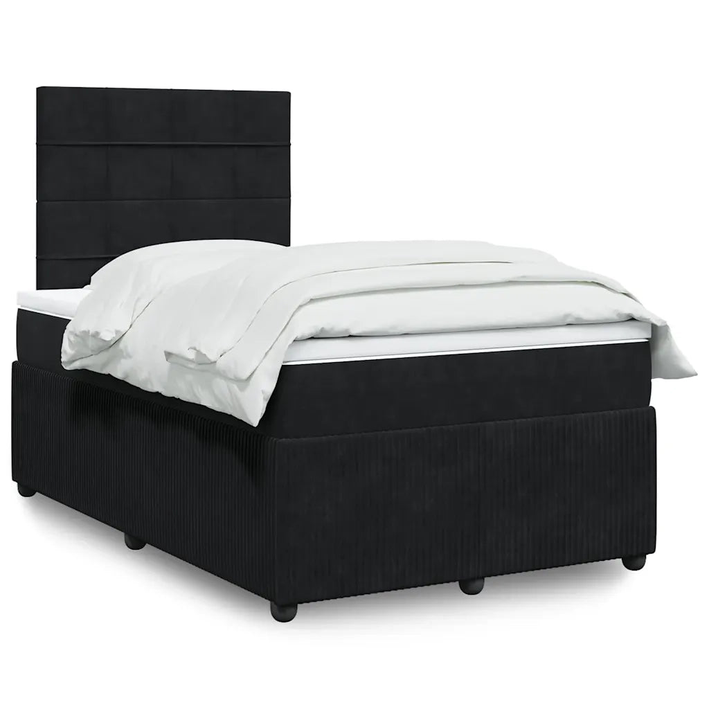 vidaXL Giroletto a Molle con Materasso Nero 120x190 cm in Velluto