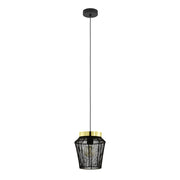 Lampadario A Sospensione Contemporaneo Escandidos Acciaio Nero Ottone 1 Luce E27