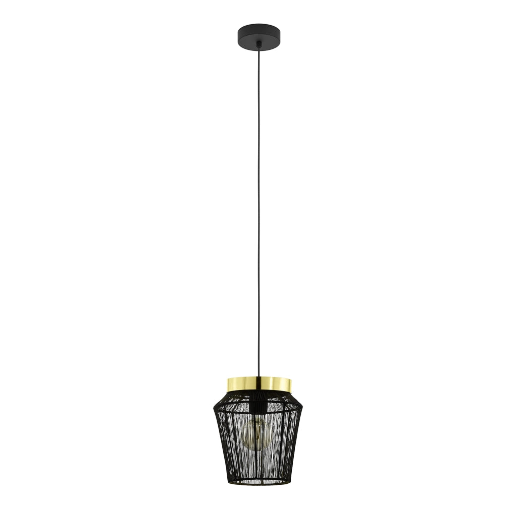 Lampadario A Sospensione Contemporaneo Escandidos Acciaio Nero Ottone 1 Luce E27