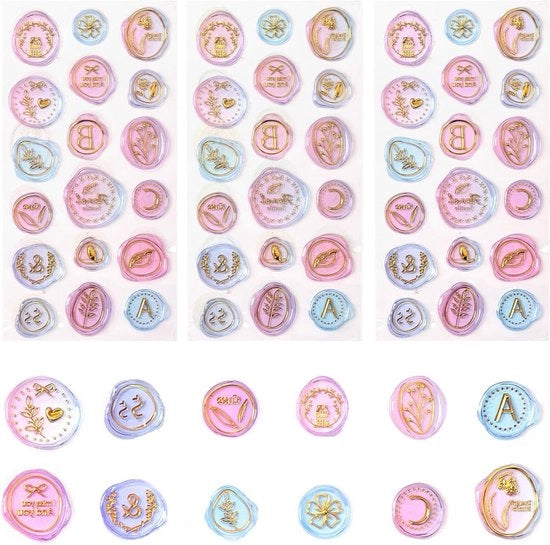 Set di 54 stempelstickers in rosso e blu per inviti di matrimonio - Accessori per scrapbook - Stickers per sigillare le buste