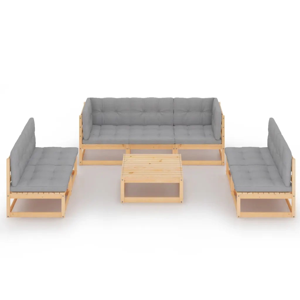 Set Divani da Giardino 8 pz con Cuscini Legno Massello di Pino 3076474