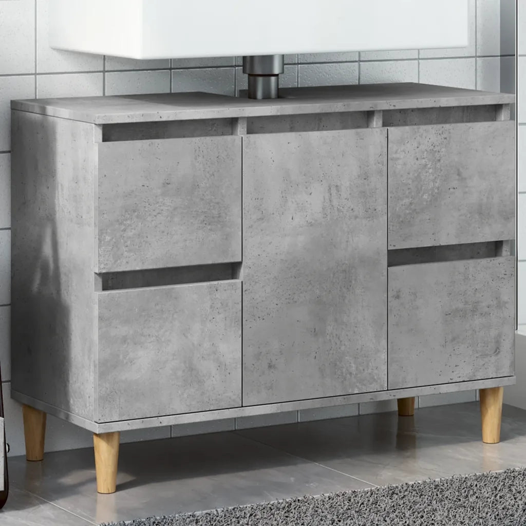 Mobile Lavabo-Armadietto da bagno Grigio Cemento 80x33x60 cm in Legno Multistrato 398110