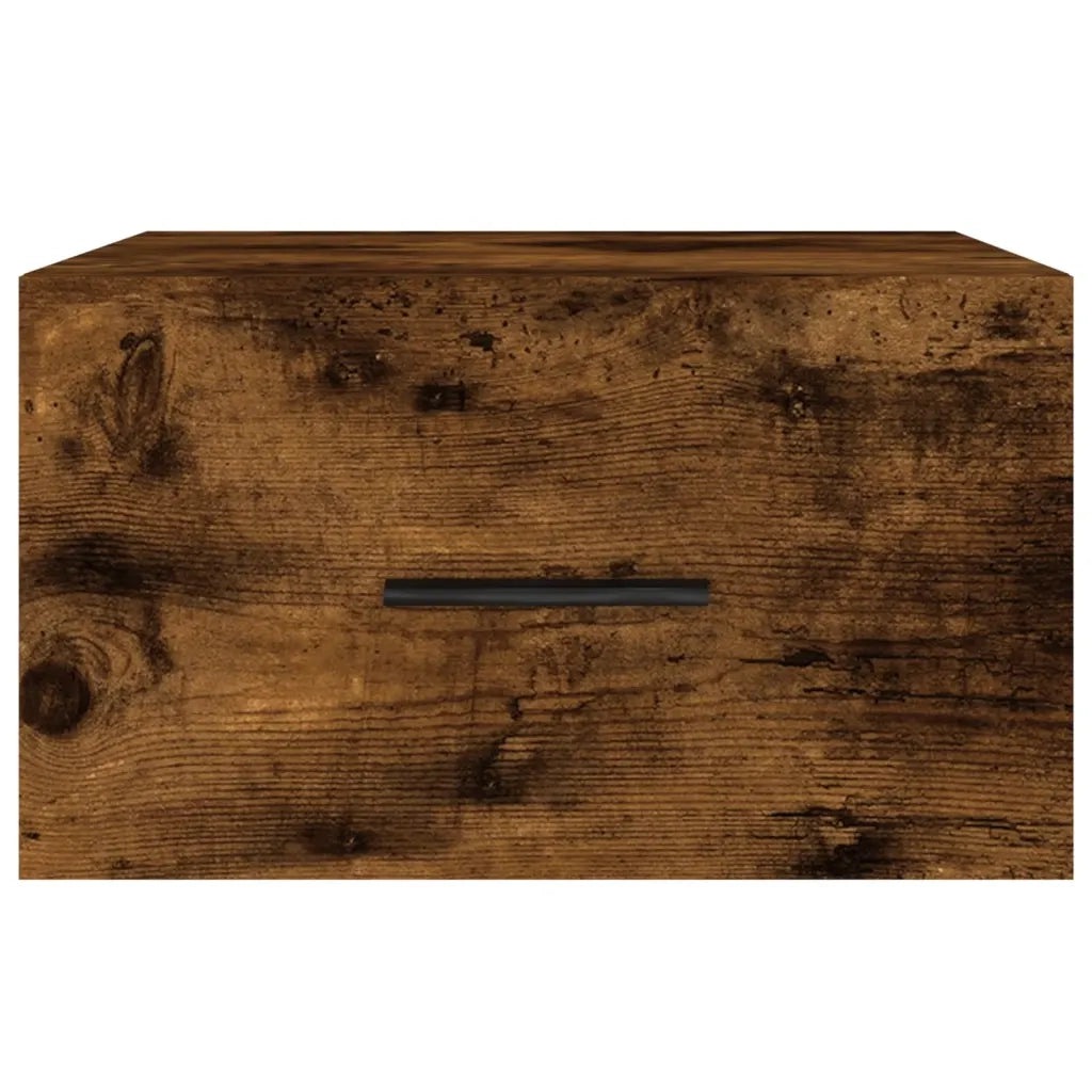 Set di 2 Comodini | Armadio da Notte | Mobiletto da notte a Muro Rovere Fumo 35x35x20 cm