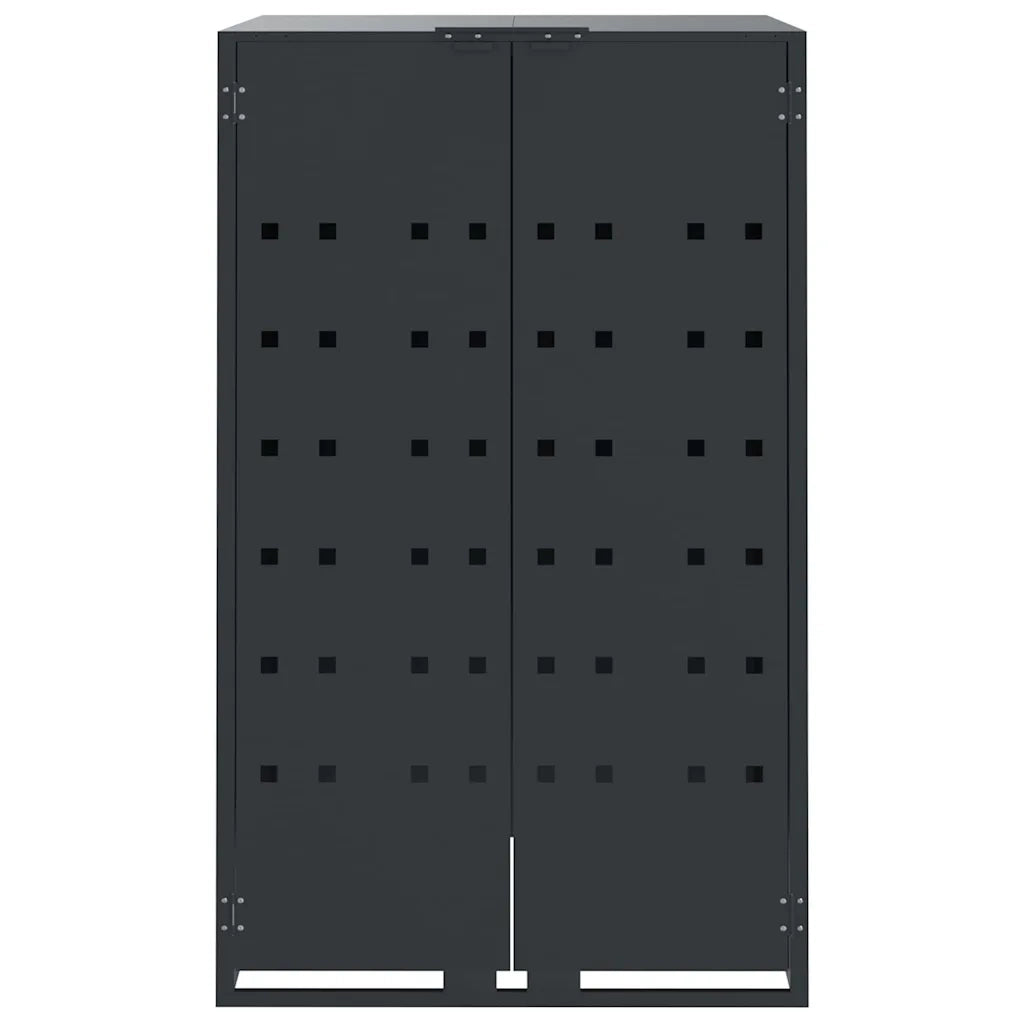 Copribidone con Ruote 2 Bidoni Antracite 138x79x117cm Acciaio