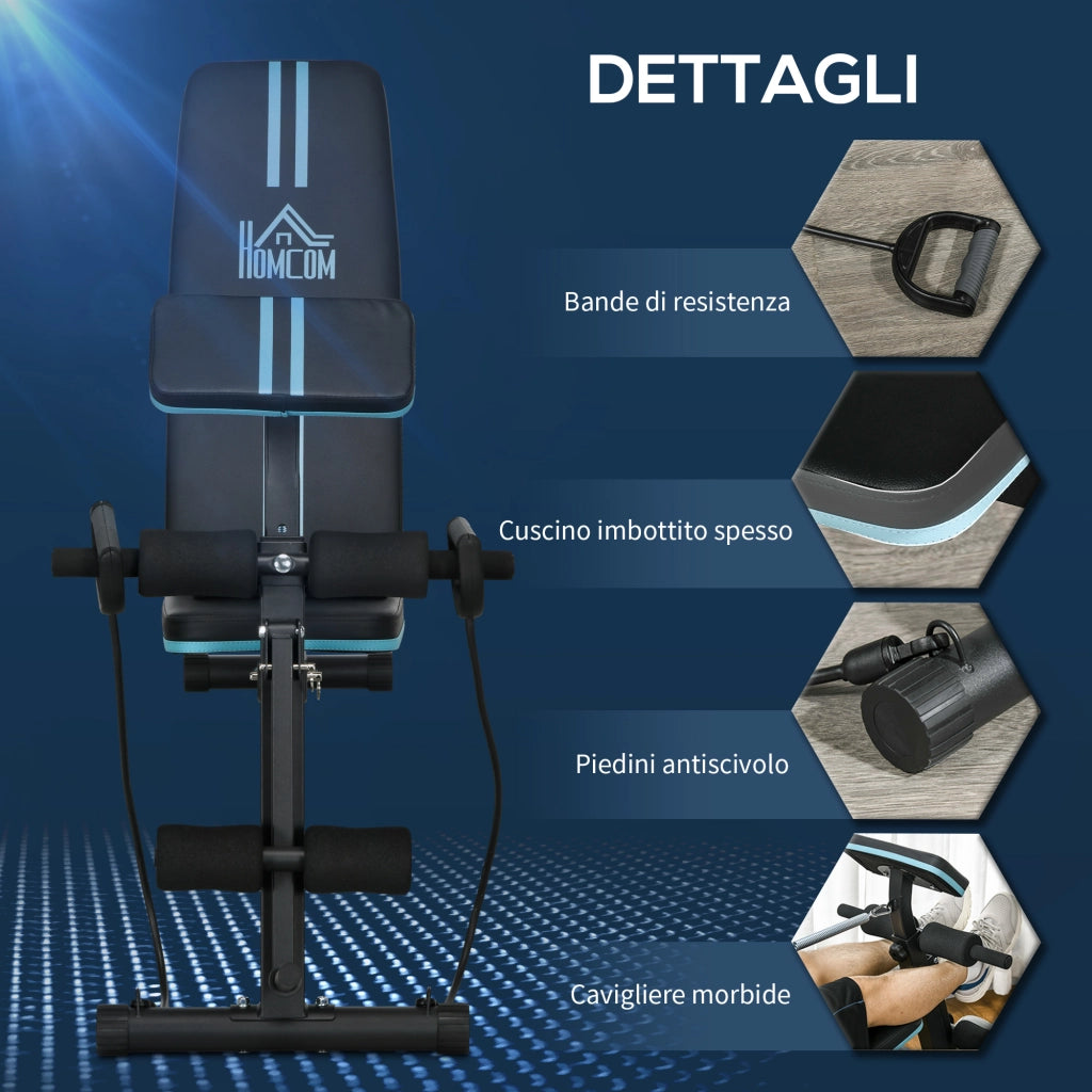 Panca da allenamento pieghevole con schienale regolabile ¨C zephmum ¨C Blu