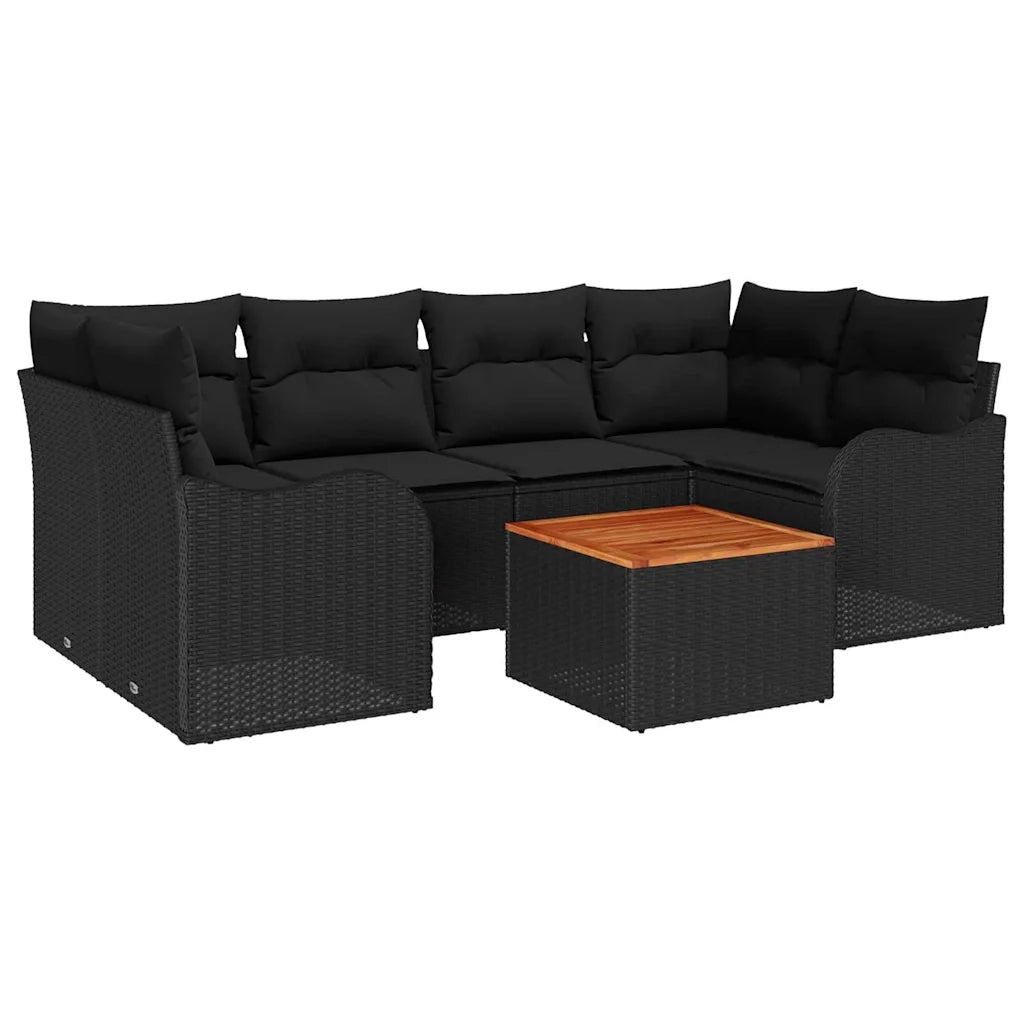 Set Divano da Giardino con archiviazione 7 pcs Nero polyrattan 3356077
