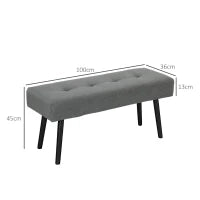 Panca Fondo Letto a Trapunta in Tessuto Effetto Velluto a Coste e Acciaio, 100x36x45 cm, Grigio