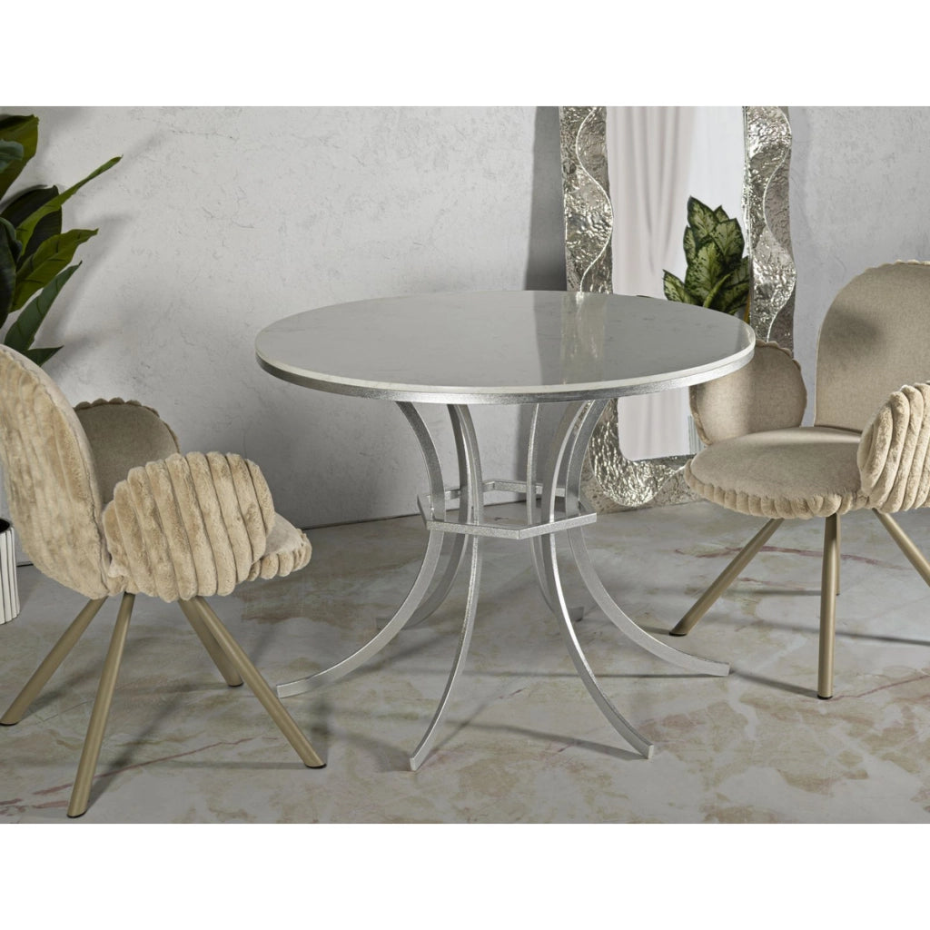 Tavolino VKH806, Argento, Metallo, 100x100x76,5 cm