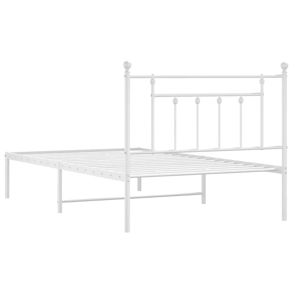 Letto singolo | Letto per adulti | Giroletto con Testiera Metallo Bianco 107x203 cm