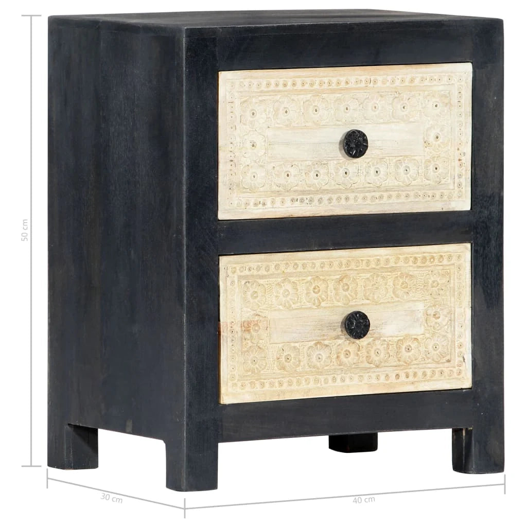 Comodino/cassettiera/armadio/mobile per camera da letto in legno di mango grigio intagliato a mano 40x30x50 cm 1402036