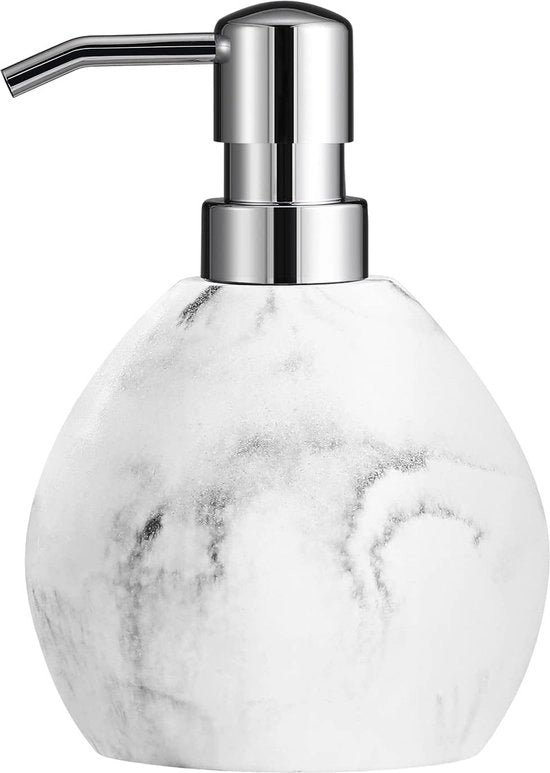 Dispensatore di sapone, 450 ml sapone liquido, dispensatore di sapone per lavastoviglie, accessori eleganti, decorazione per bagno, lavabo, cucina, forma a pera e disegno a pennarello