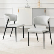 Set di 2 sedie da pranzo con schienale curvo e protezioni antiscivolo in PU grigio chiaro
