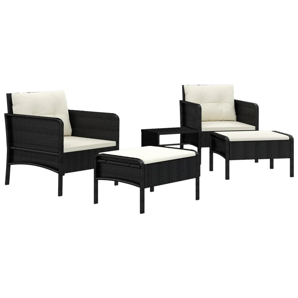 Set di mobili da giardino mobili da esterno 5 pezzi con cuscini resina intrecciata nera 02_0016422