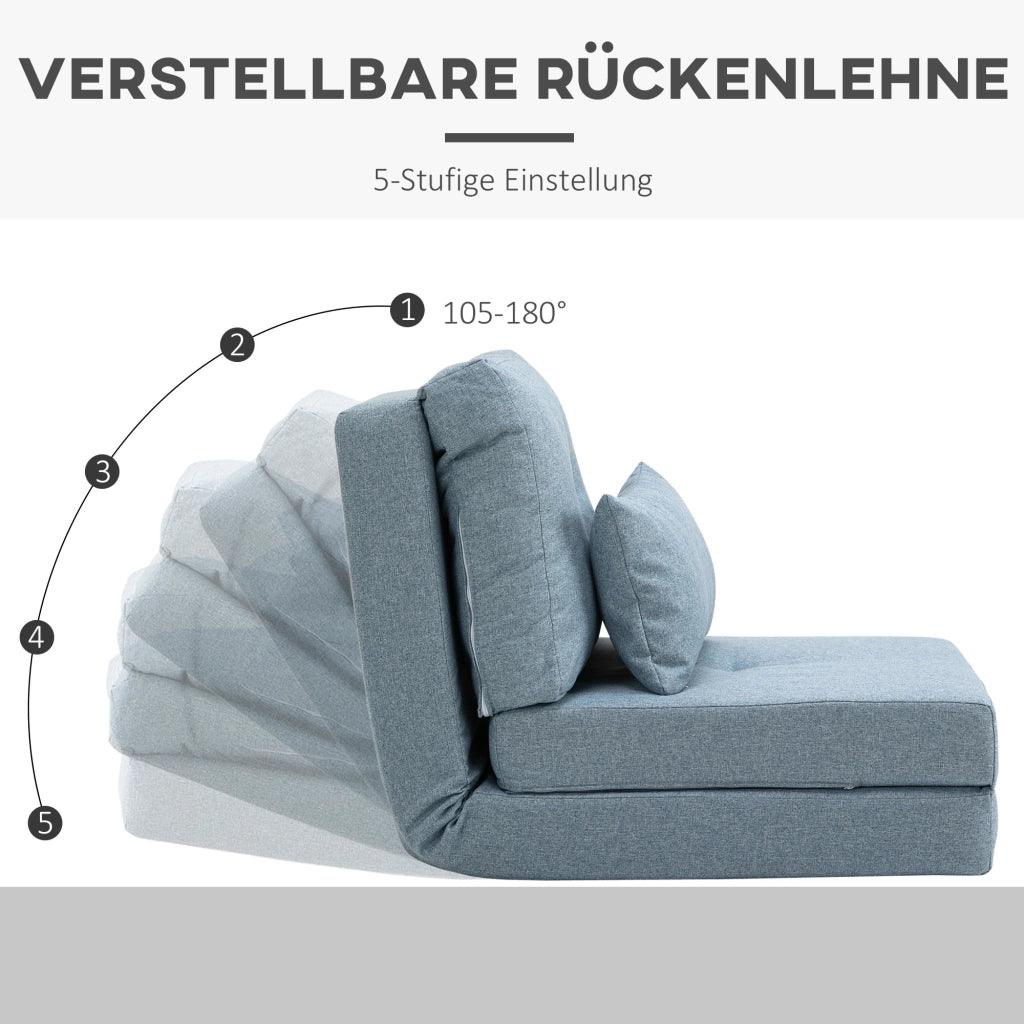 Materasso pieghevole 2 in 1 con cuscino removibile ¨C Xylo ¨C 60x80x56 cm blu cielo