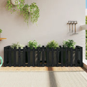 Fioriera Giardino a Recinzione Nera 200x50x50cm Massello Pino 832509