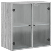 Armadietto a Muro | Mobile a Muro con Ante in Vetro Grigio Sonoma 68x37x68,5 cm