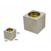 Trade Shop - Porta Candela Base Portacandela Lumini In Legno Naturale 6cm Decorazione 53736a -