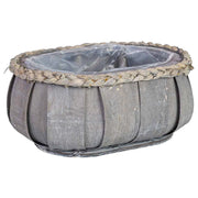 Cesto ovale in legno blu 25x17x11h cm