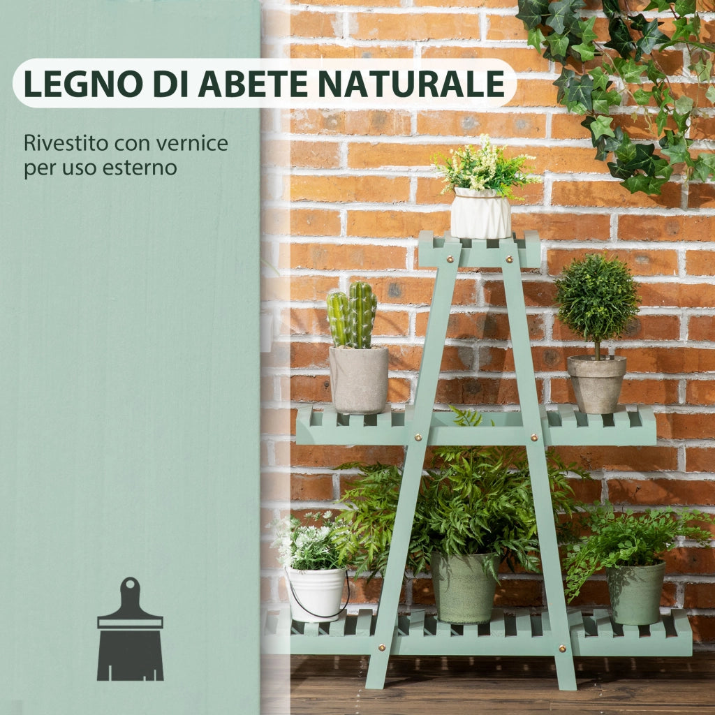Portapiante a 3 Livelli in Legno ¨C zephmum ¨C Verde Chiaro 76x26x76 cm