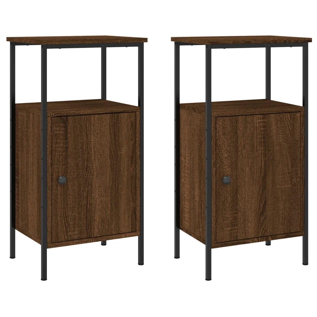 Comodini 2 pz Rovere Marrone 41x31x80 cm in Legno Multistrato 825932