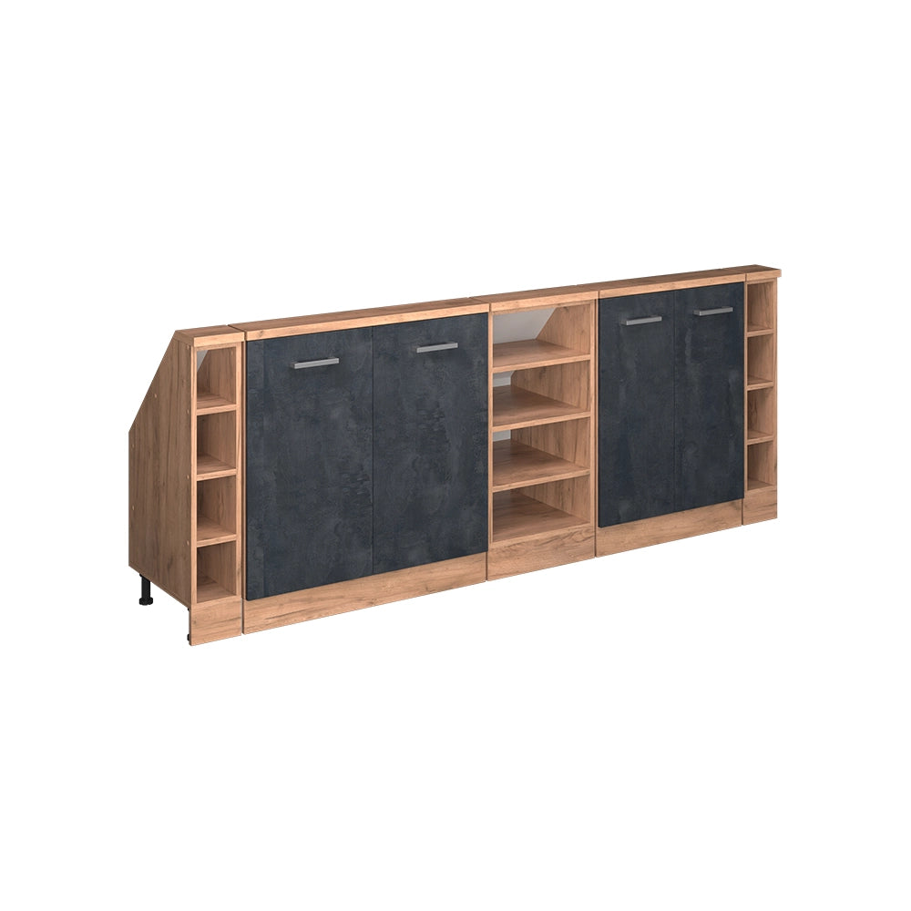 Set di mobili sottotetto Rion Calce nera/Rovere dorato Set di 5 Vicco
