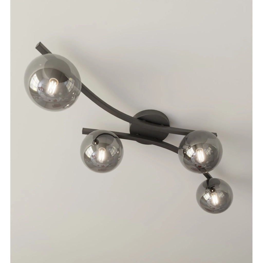 Lampada a sospensione Opus in acciaio nero e vetro grafite