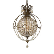 Lampadario Contemporaneo Bellini Acciaio Bronzo Ossidato Cristallo 3 Luci E14